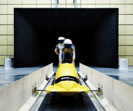 Der Citius-Hightech-Bob im Windkanal. Bild ETH Zürich/Pablo Faccinetto.